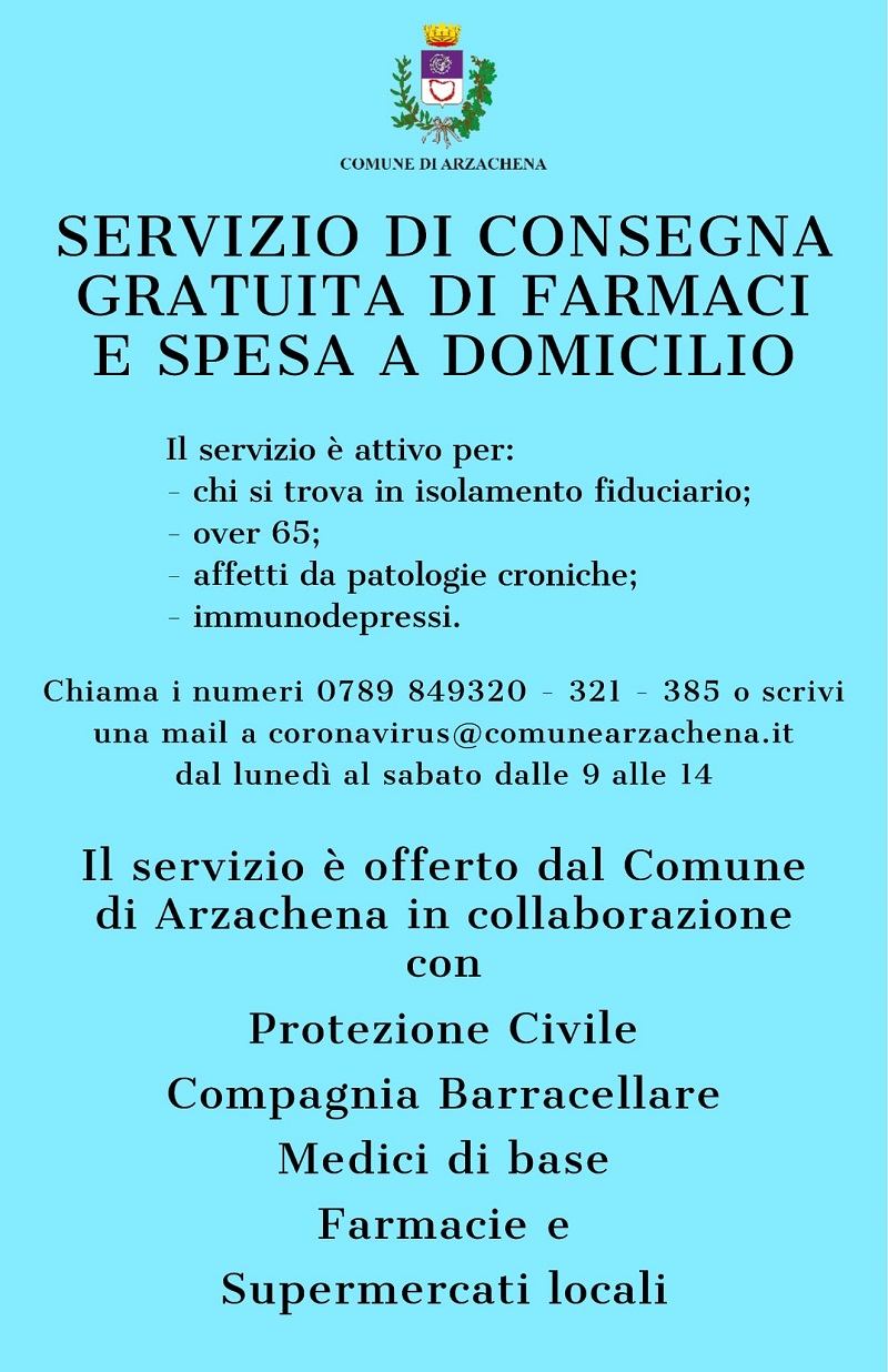 Arzachena Coronavirus Servizio a domicilio