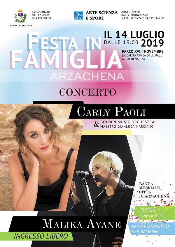 Arzachena concerto Malika Ayane e Carly Paoli 14 luglio 2019