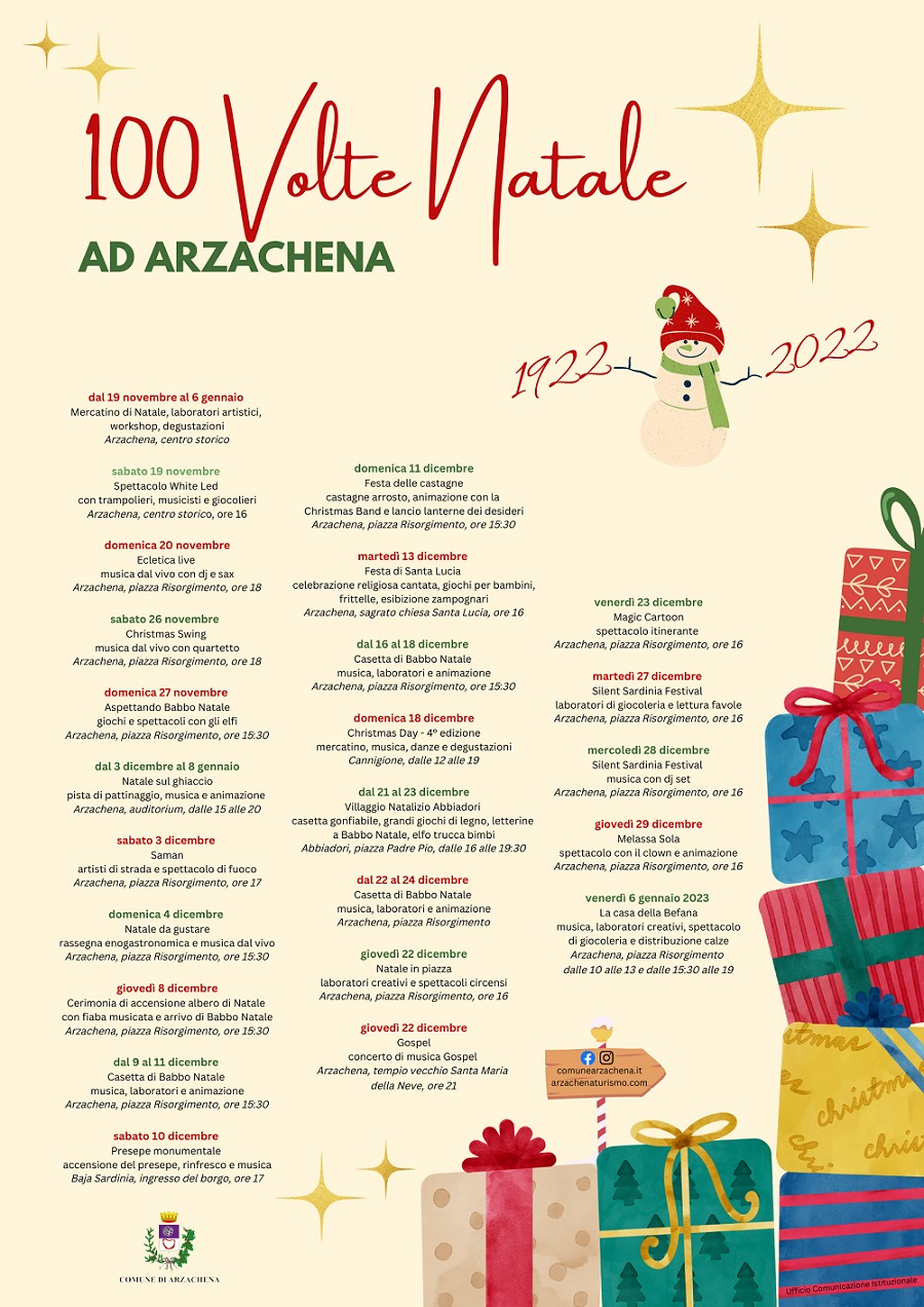 Locandina 100 volte Natale ad Arzachena 2022 def low