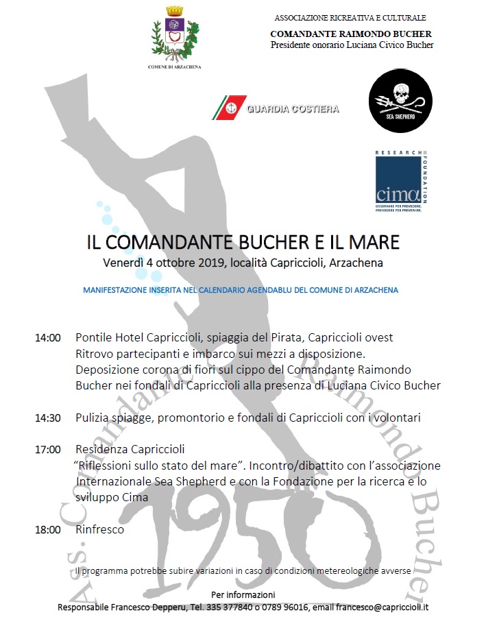 Locandina Bucher e il mare 4 10 19 arzachena