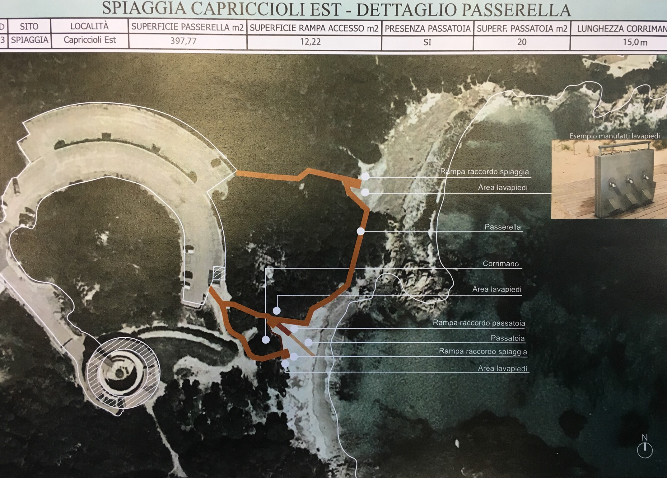 progetto passerelle spiaggia capriccioli arzachena