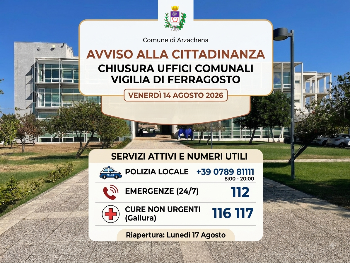 Numeri utili, palazzo comunale e comando polizia locale in piazza Onorevole G. Filigheddu
